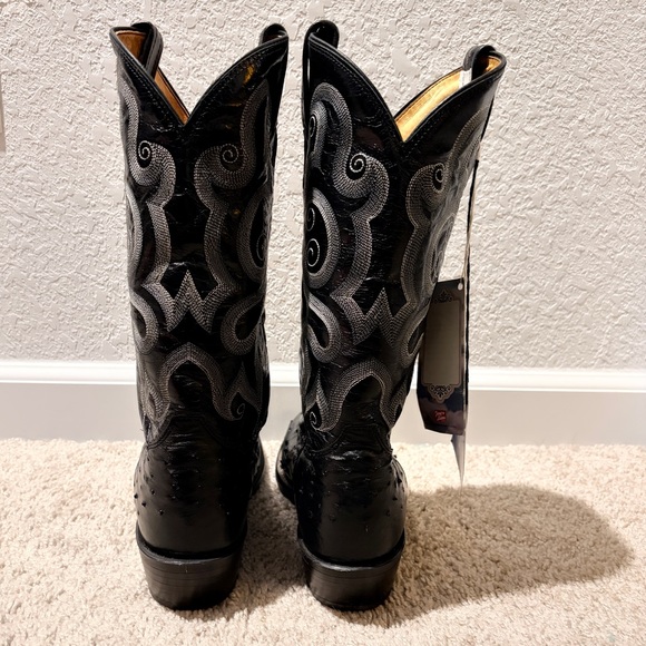 Tony Lama Black Western Boots full quill ostrich leather - Picture 2 of 5
